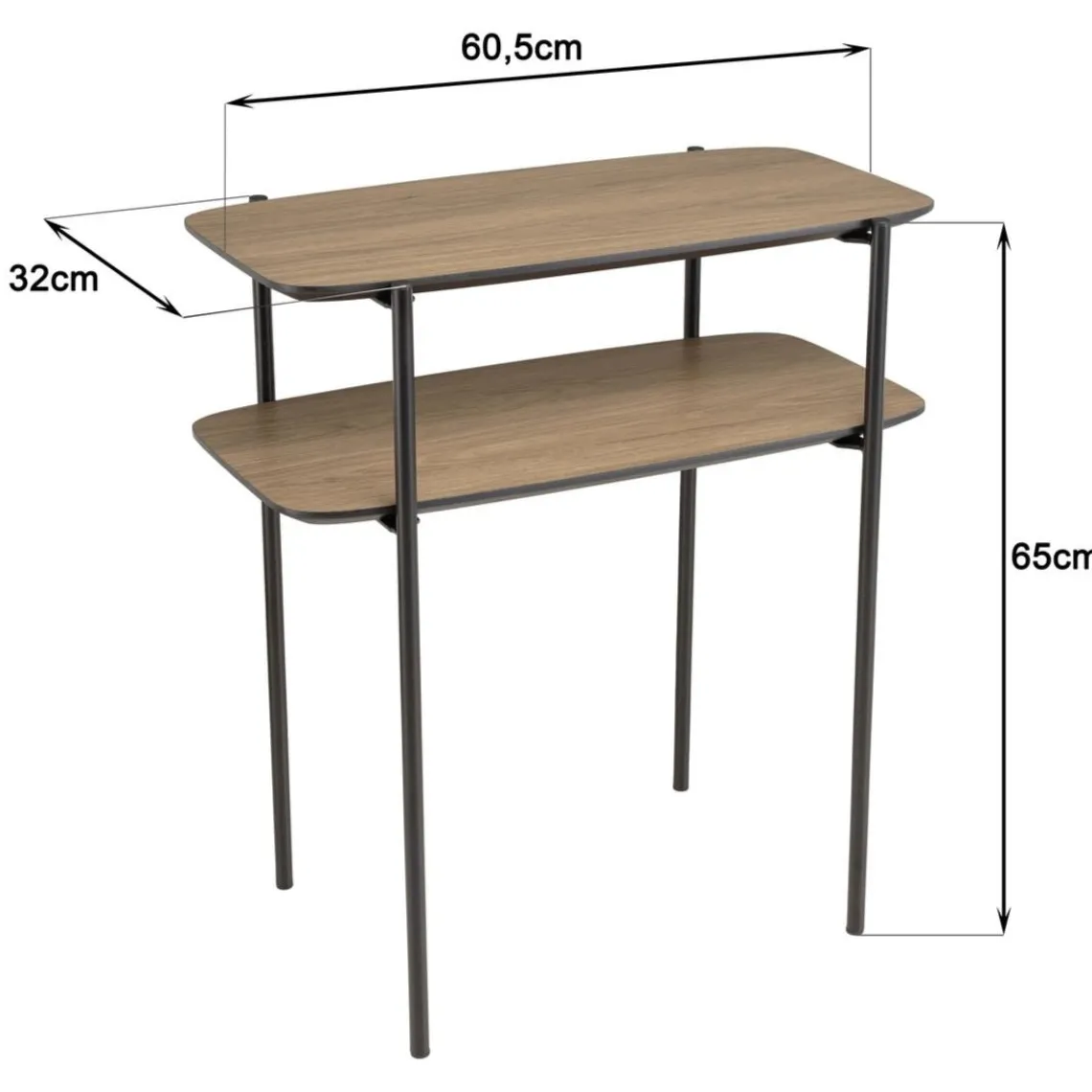 Macabane Table d'appoint double plateau couleur mocha pieds métal noir JULIA Outlet