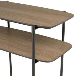 Macabane Table d'appoint double plateau couleur mocha pieds métal noir JULIA Outlet