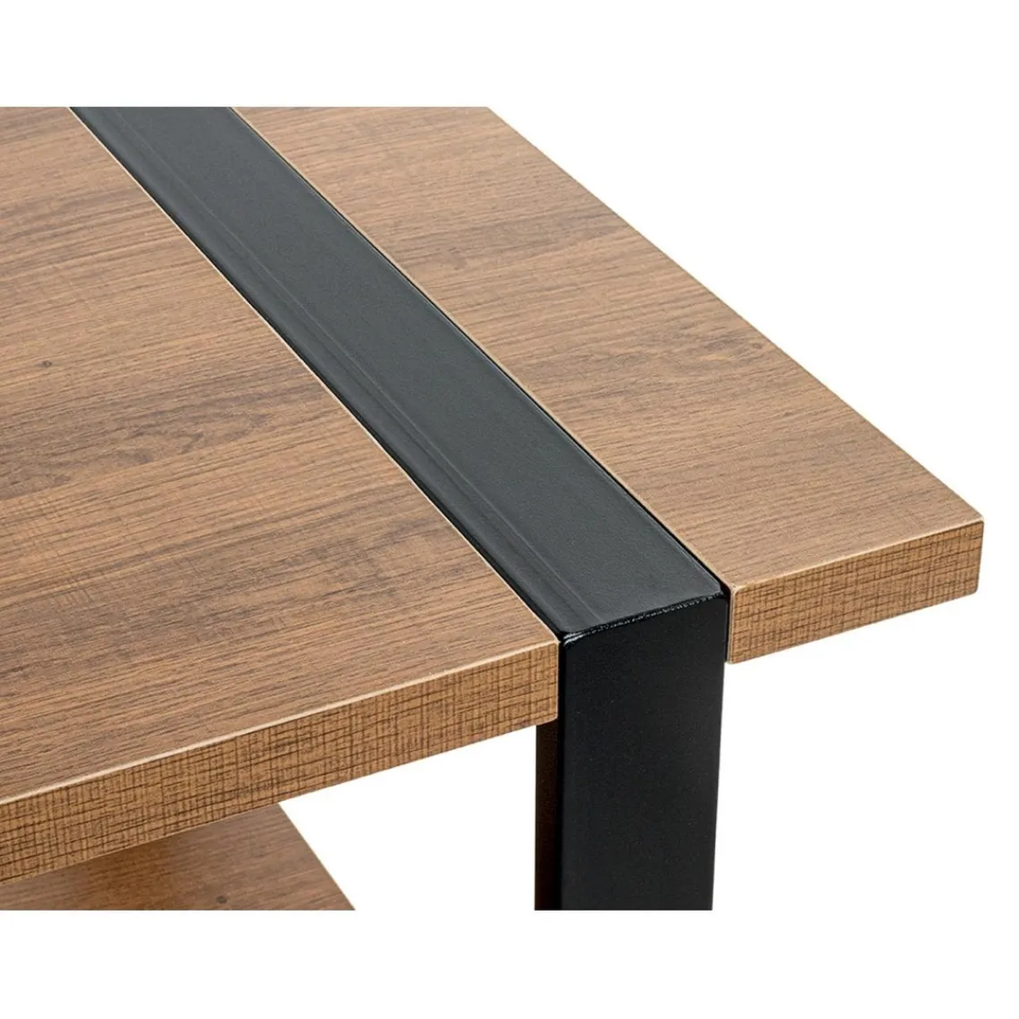 3S. x Home Table d'appoint double plateau en décor chène New