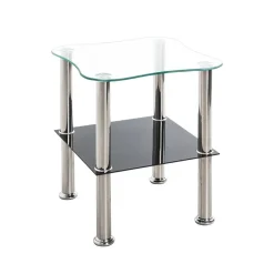 3S. x Home Table d'appoint double plateau en verre New