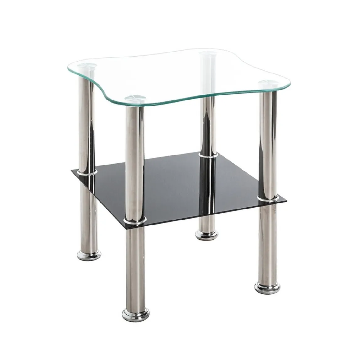 3S. x Home Table d'appoint double plateau en verre New