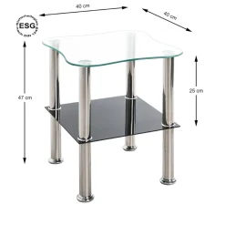3S. x Home Table d'appoint double plateau en verre New