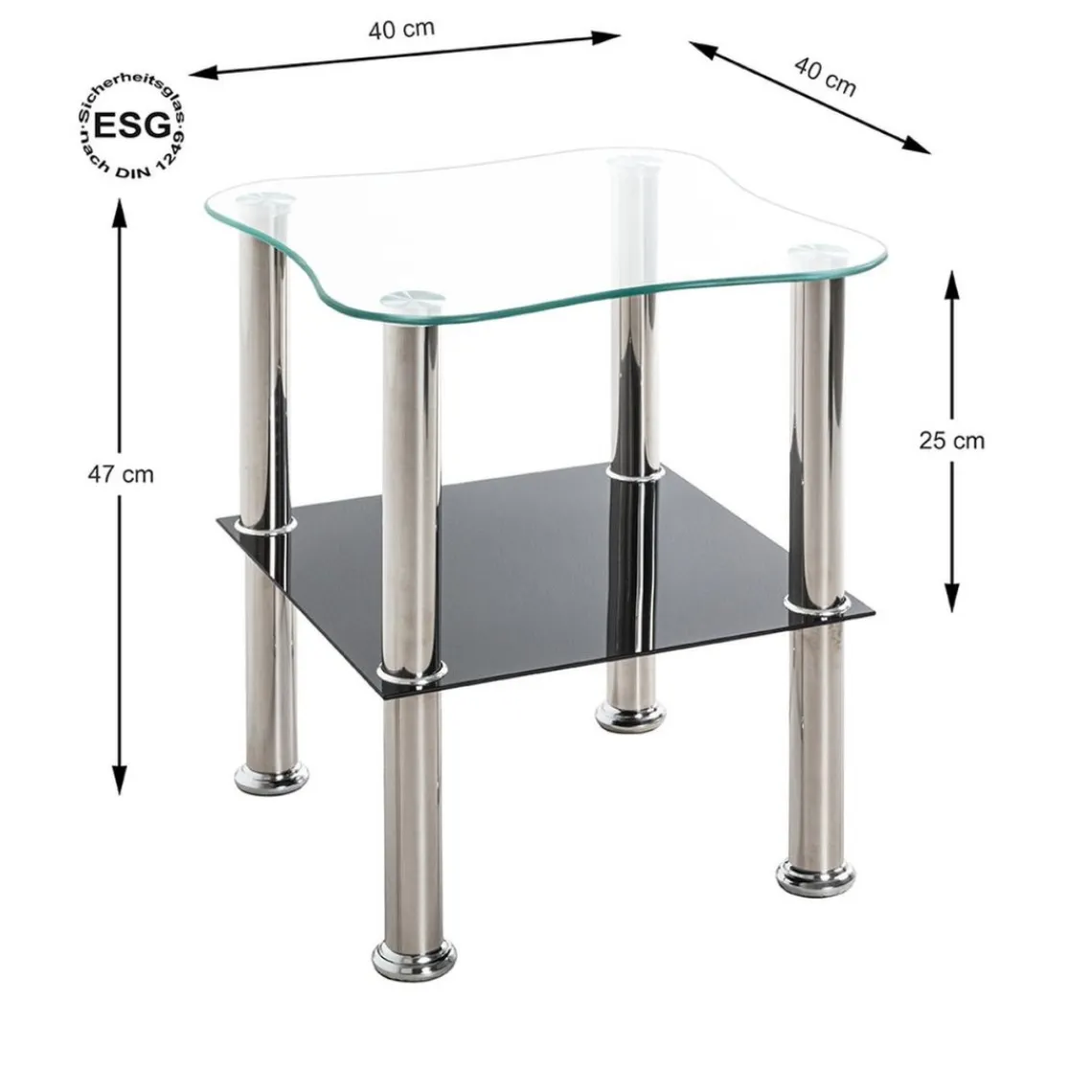 3S. x Home Table d'appoint double plateau en verre New