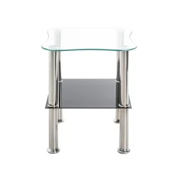 3S. x Home Table d'appoint double plateau en verre New
