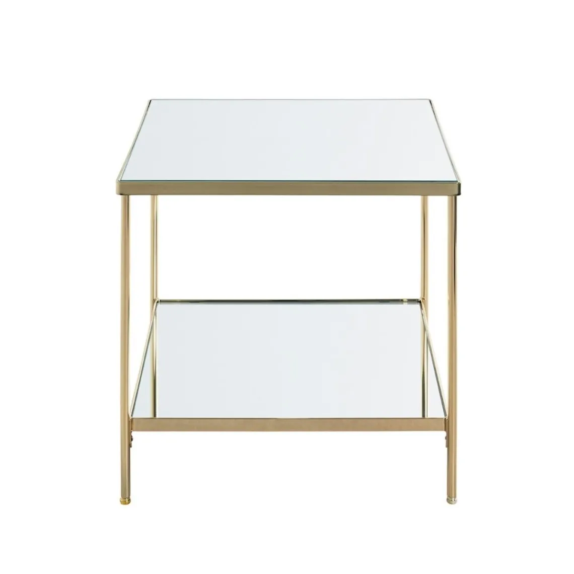 3S. x Home Table d'appoint en acier laitonné et étagères en verre miroir Outlet