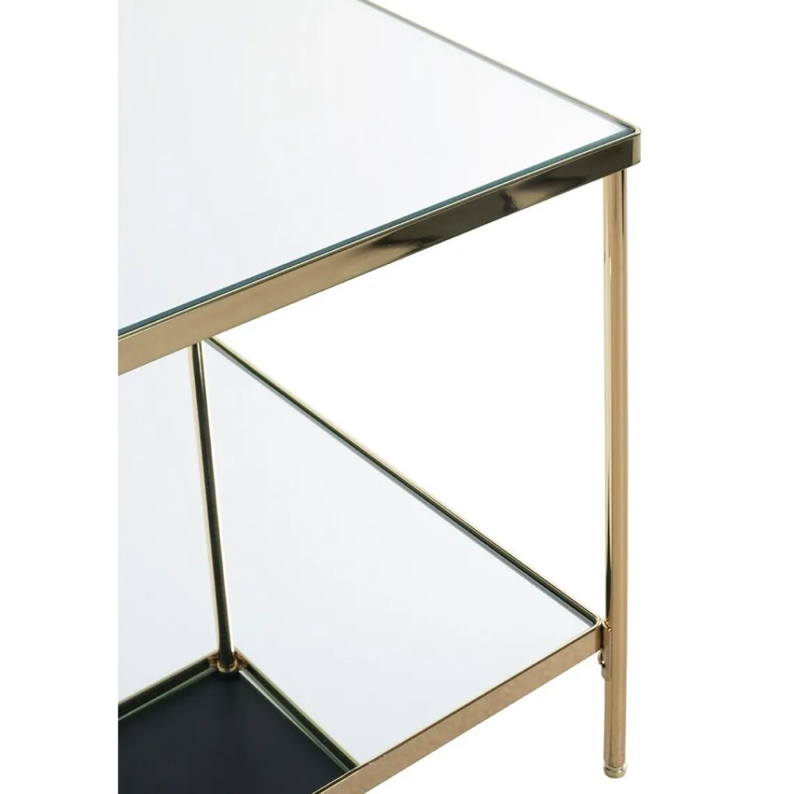 3S. x Home Table d'appoint en acier laitonné et étagères en verre miroir Outlet