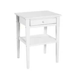 3S. x Home table d'appoint en bois massif laqué blanc Discount