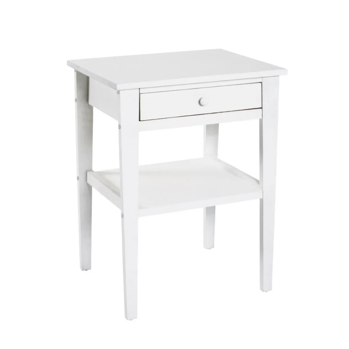 3S. x Home table d'appoint en bois massif laqué blanc Discount