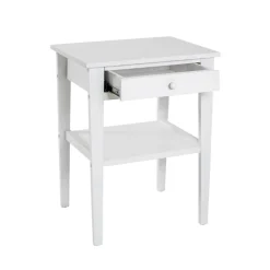 3S. x Home table d'appoint en bois massif laqué blanc Discount