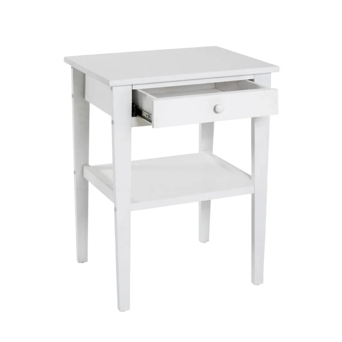 3S. x Home table d'appoint en bois massif laqué blanc Discount