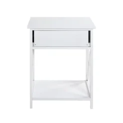 3S. x Home table d'appoint en MDF laqué blanc, avec 1 tiroir Discount