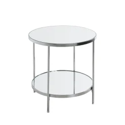 3S. x Home Table d'appoint en métal chromé et étagères en verre Sale