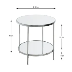 3S. x Home Table d'appoint en métal chromé et étagères en verre Sale