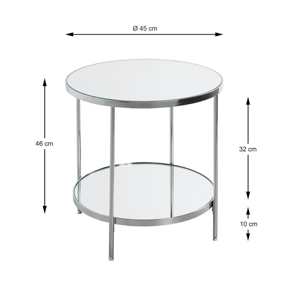 3S. x Home Table d'appoint en métal chromé et étagères en verre Sale