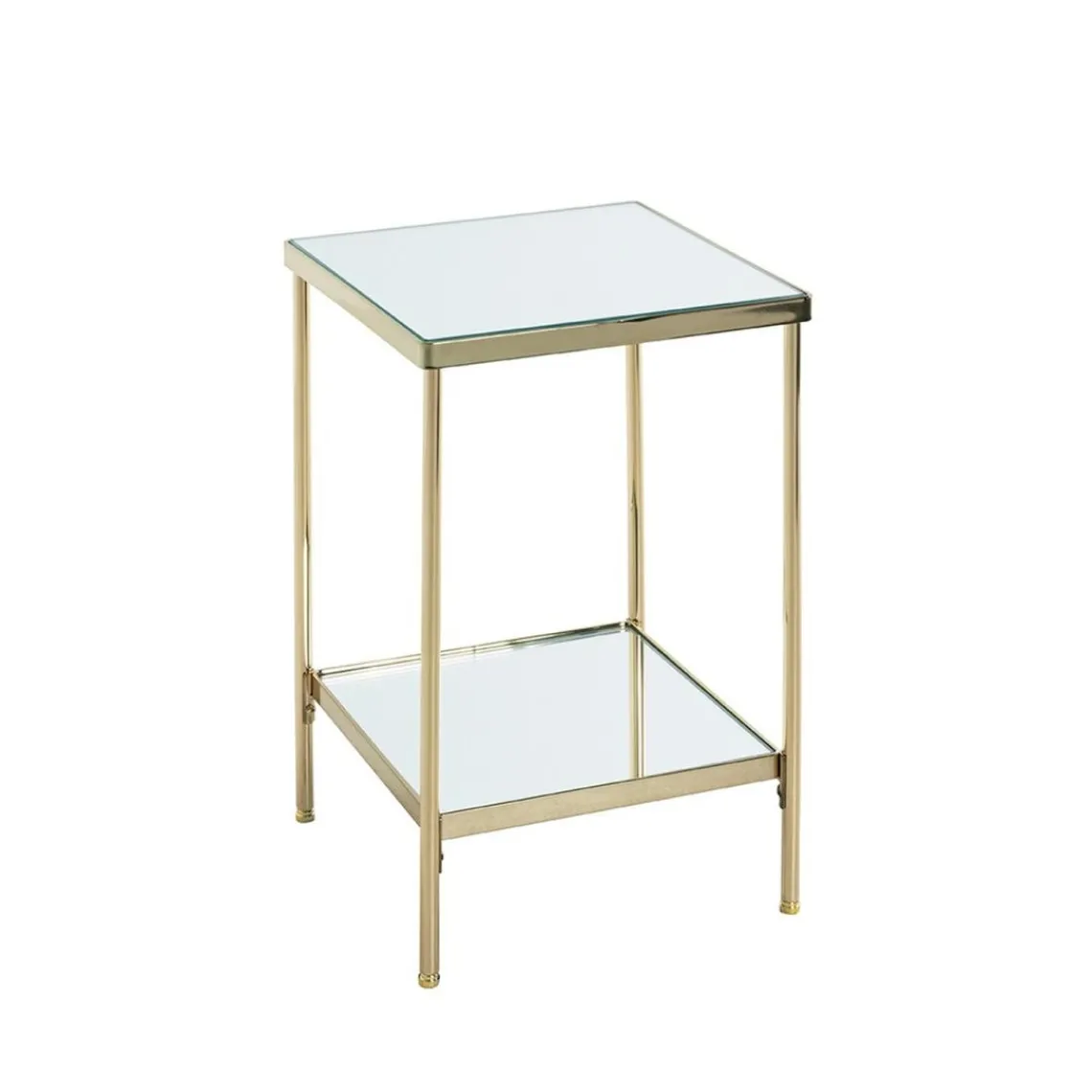 3S. x Home Table d'appoint en métal laitonné et étagères en verre Best