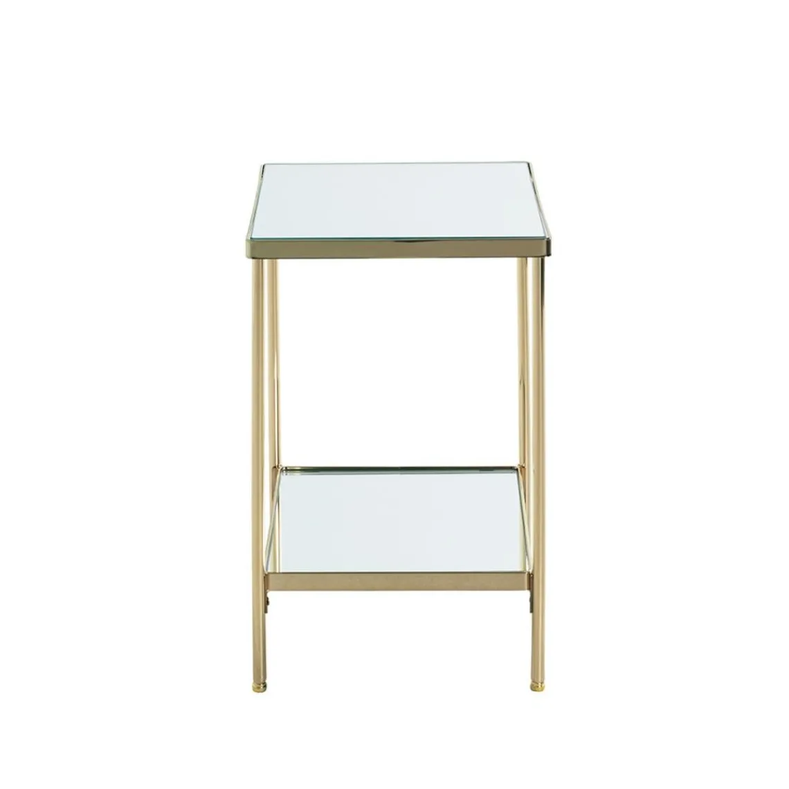 3S. x Home Table d'appoint en métal laitonné et étagères en verre Best