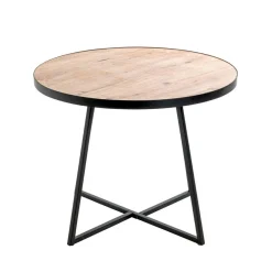 3S. x Home table d'appoint en métal laqué noir plateau décor chêne Outlet
