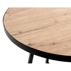 3S. x Home table d'appoint en métal laqué noir plateau décor chêne Outlet
