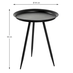 3S. x Home table d'appoint en métal laqué noir grand modèle New