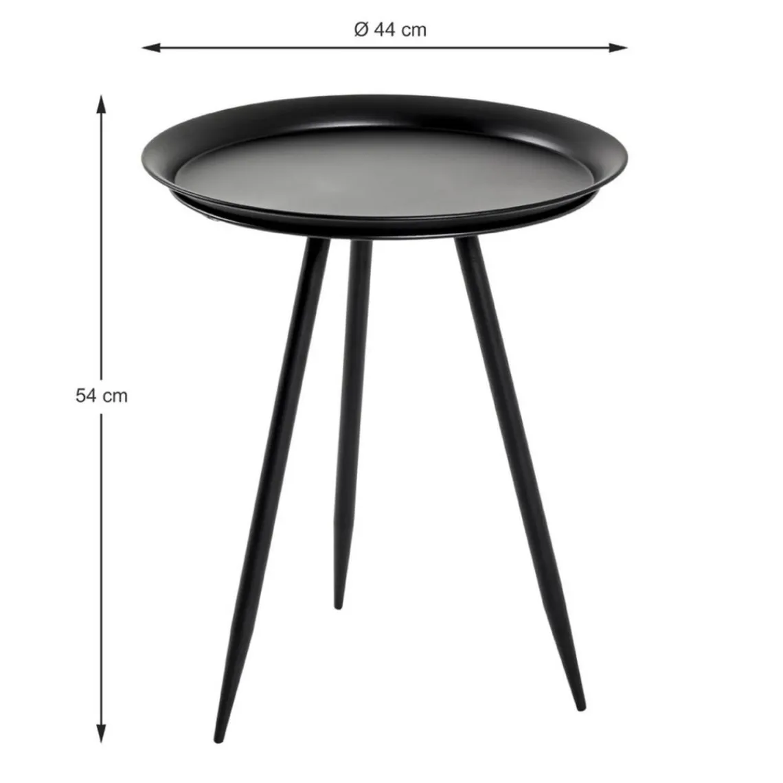 3S. x Home table d'appoint en métal laqué noir grand modèle New