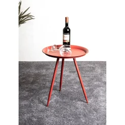 3S. x Home Table d'appoint en métal laqué rouge modèle maxi Outlet