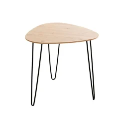 3S. x Home Table d'appoint en métal laqué noir et plateau décor chêne Online