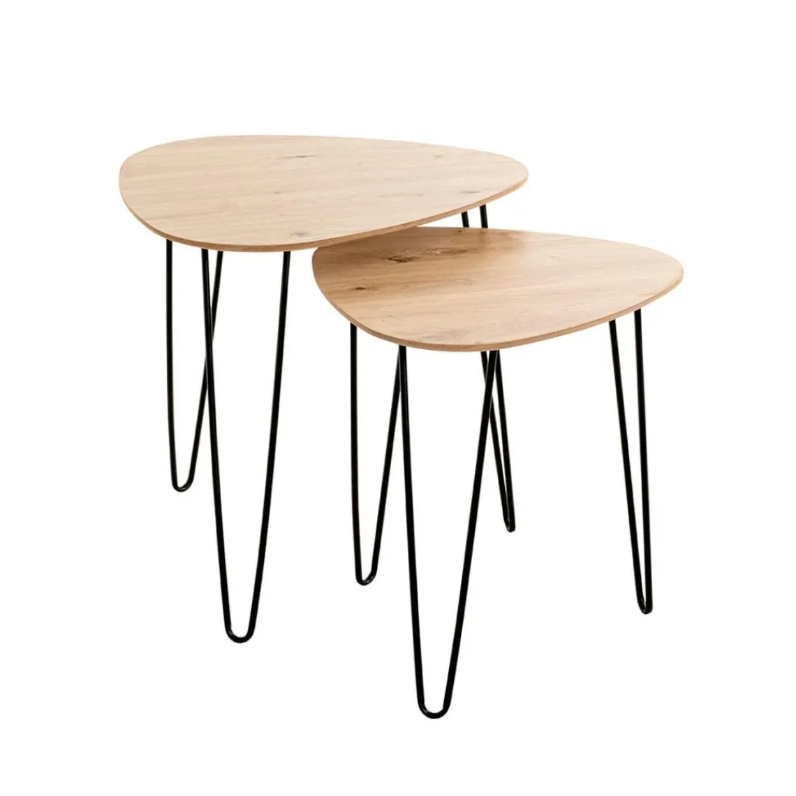 3S. x Home Table d'appoint en métal laqué noir et plateau décor chêne Online