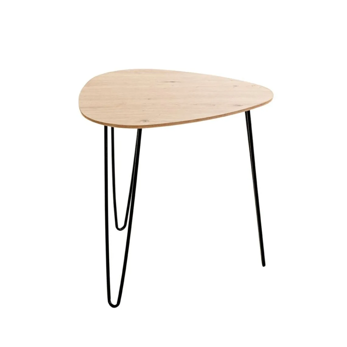 3S. x Home Table d'appoint en métal laqué noir et plateau décor chêne Online