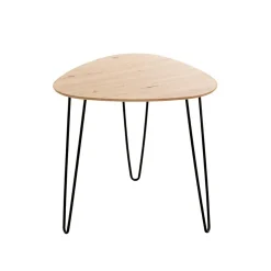 3S. x Home Table d'appoint en métal laqué noir et plateau décor chêne Online