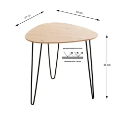 3S. x Home Table d'appoint en métal laqué noir et plateau décor chêne Online