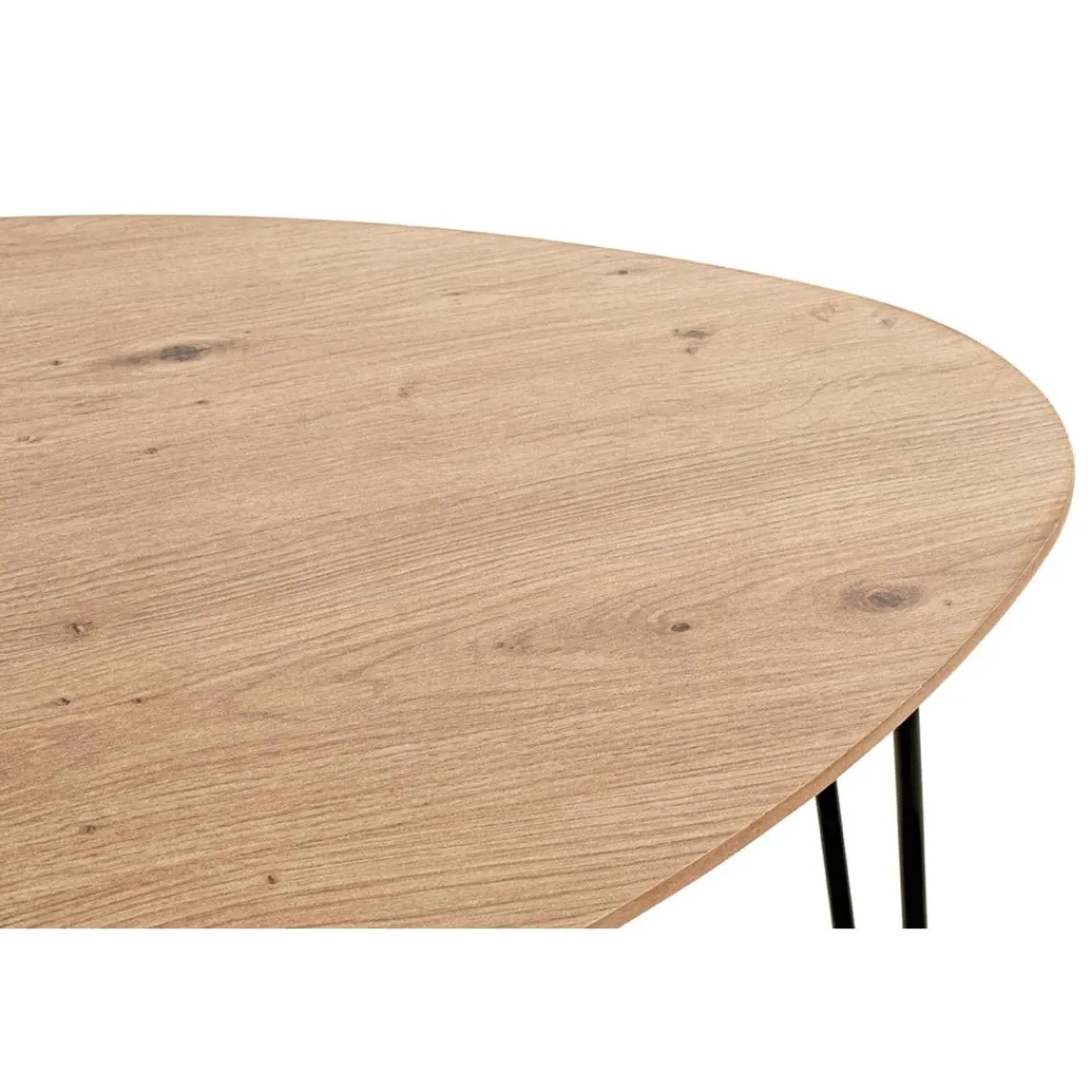 3S. x Home Table d'appoint en métal laqué noir et plateau décor chêne Online