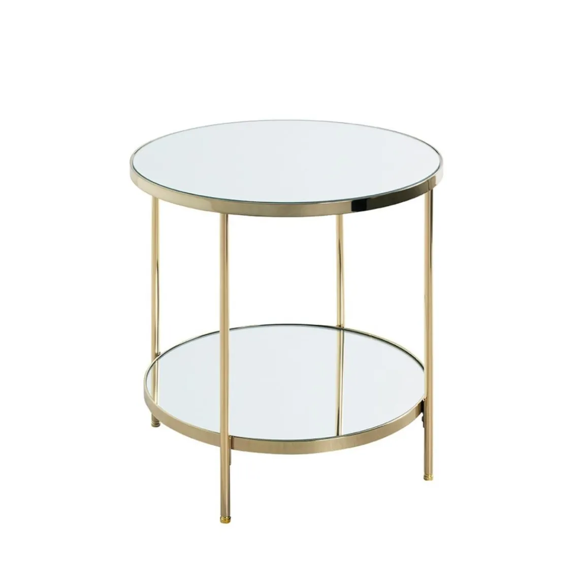 3S. x Home Table d'appoint en métal laitonné et étagères en verre miroir Hot
