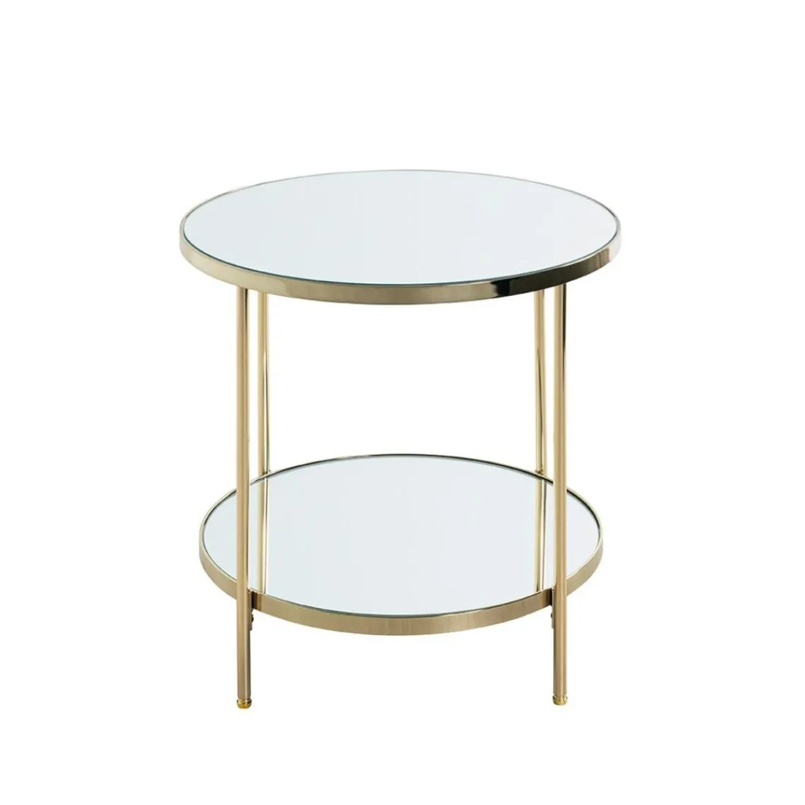 3S. x Home Table d'appoint en métal laitonné et étagères en verre miroir Hot