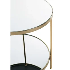3S. x Home Table d'appoint en métal laitonné et étagères en verre miroir Hot