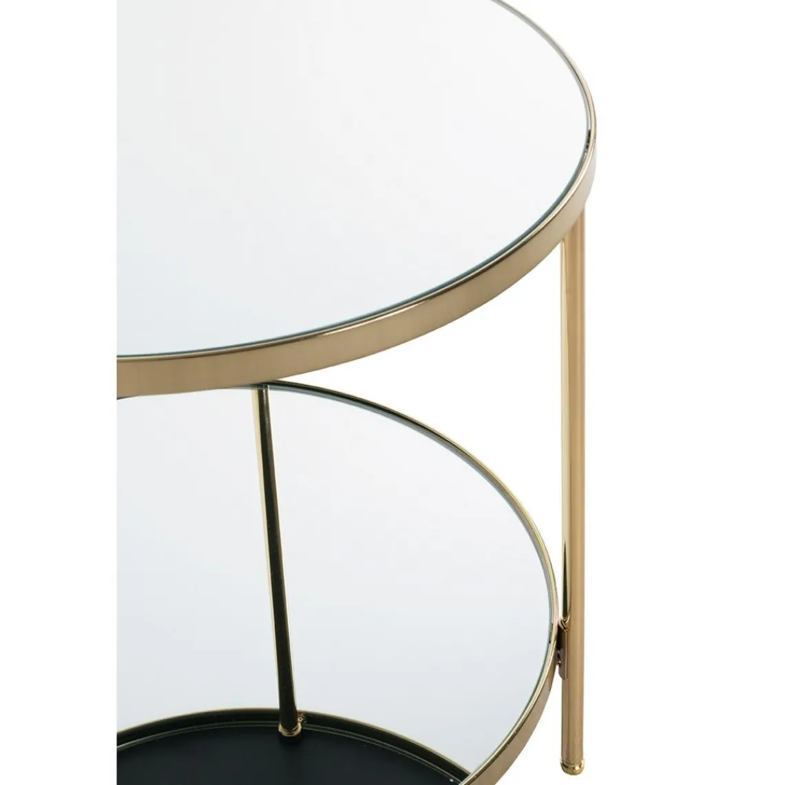 3S. x Home Table d'appoint en métal laitonné et étagères en verre miroir Hot