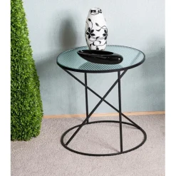 3S. x Home table d'appoint en métal laqué noir Online