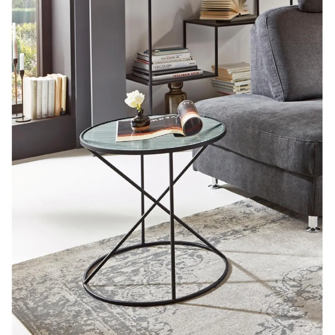 3S. x Home table d'appoint en métal laqué noir Online