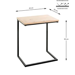 3S. x Home Table d'appoint en métal noir et plateau décor chêne Sale