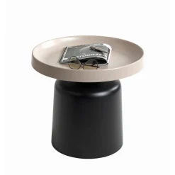3S. x Home Table d'appoint en métal peint par poudrage en noir tablette en gris cachemire Best