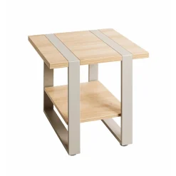 3S. x Home Table d'appoint en tube d'acier en gris cachemire étagères en panneau de particules Outlet