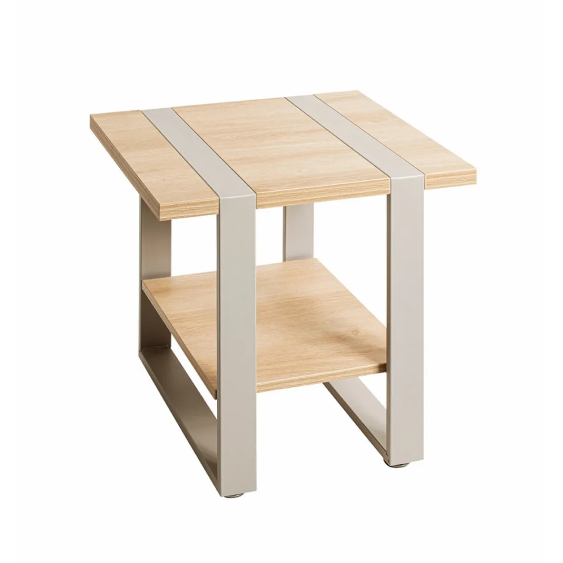 3S. x Home Table d'appoint en tube d'acier en gris cachemire étagères en panneau de particules Outlet