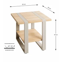 3S. x Home Table d'appoint en tube d'acier en gris cachemire étagères en panneau de particules Outlet