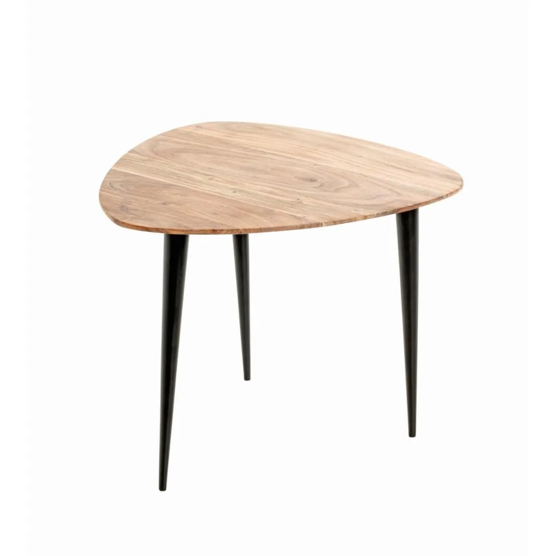 3S. x Home Table d’appoint en tube d'acier laqué noir plateau en bois massif Outlet