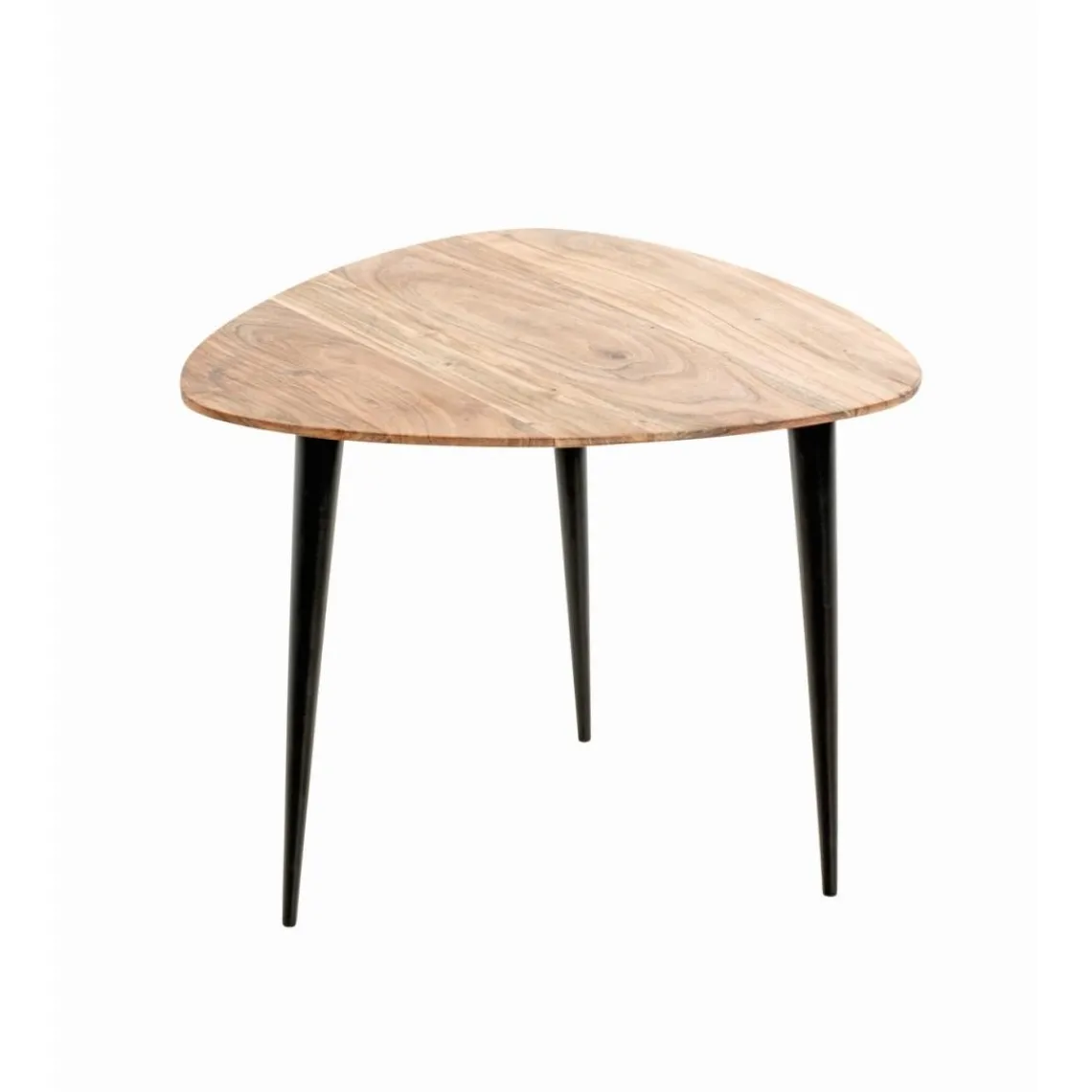 3S. x Home Table d’appoint en tube d'acier laqué noir plateau en bois massif Outlet