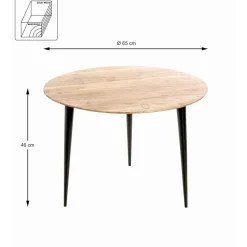 3S. x Home Table d’appoint en tube d'acier plateau en bois massif d'acacia Outlet