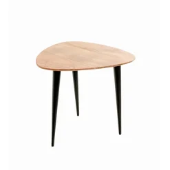 3S. x Home Table d’appoint en tube d'acier plateau en bois massif d'acacia naturel Discount