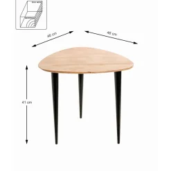 3S. x Home Table d’appoint en tube d'acier plateau en bois massif d'acacia naturel Discount