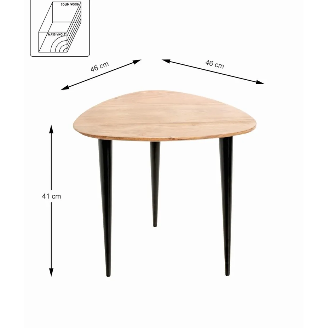 3S. x Home Table d’appoint en tube d'acier plateau en bois massif d'acacia naturel Discount