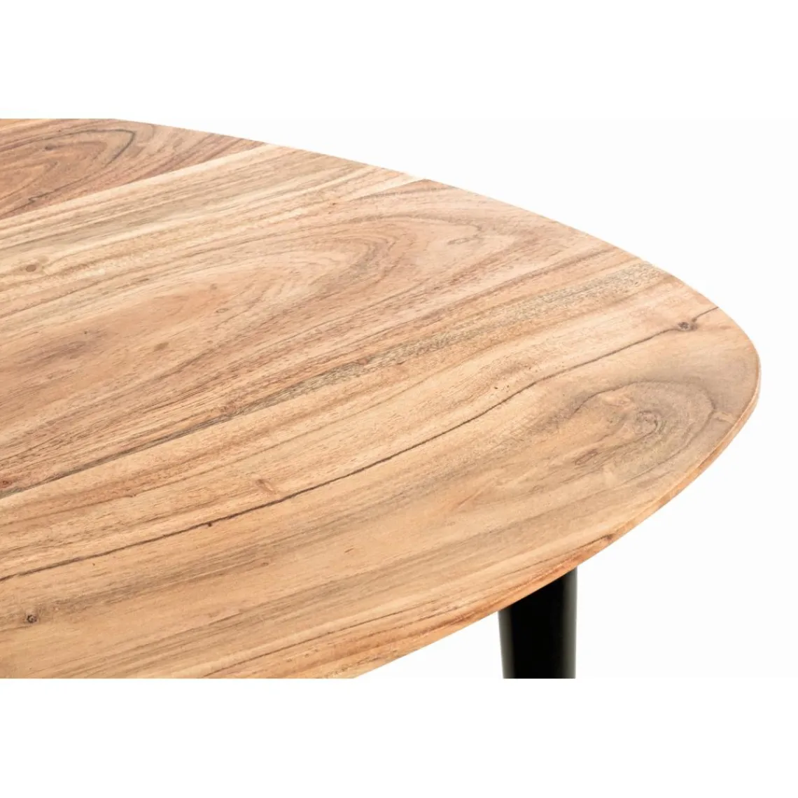 3S. x Home Table d’appoint en tube d'acier plateau en bois massif d'acacia naturel Discount