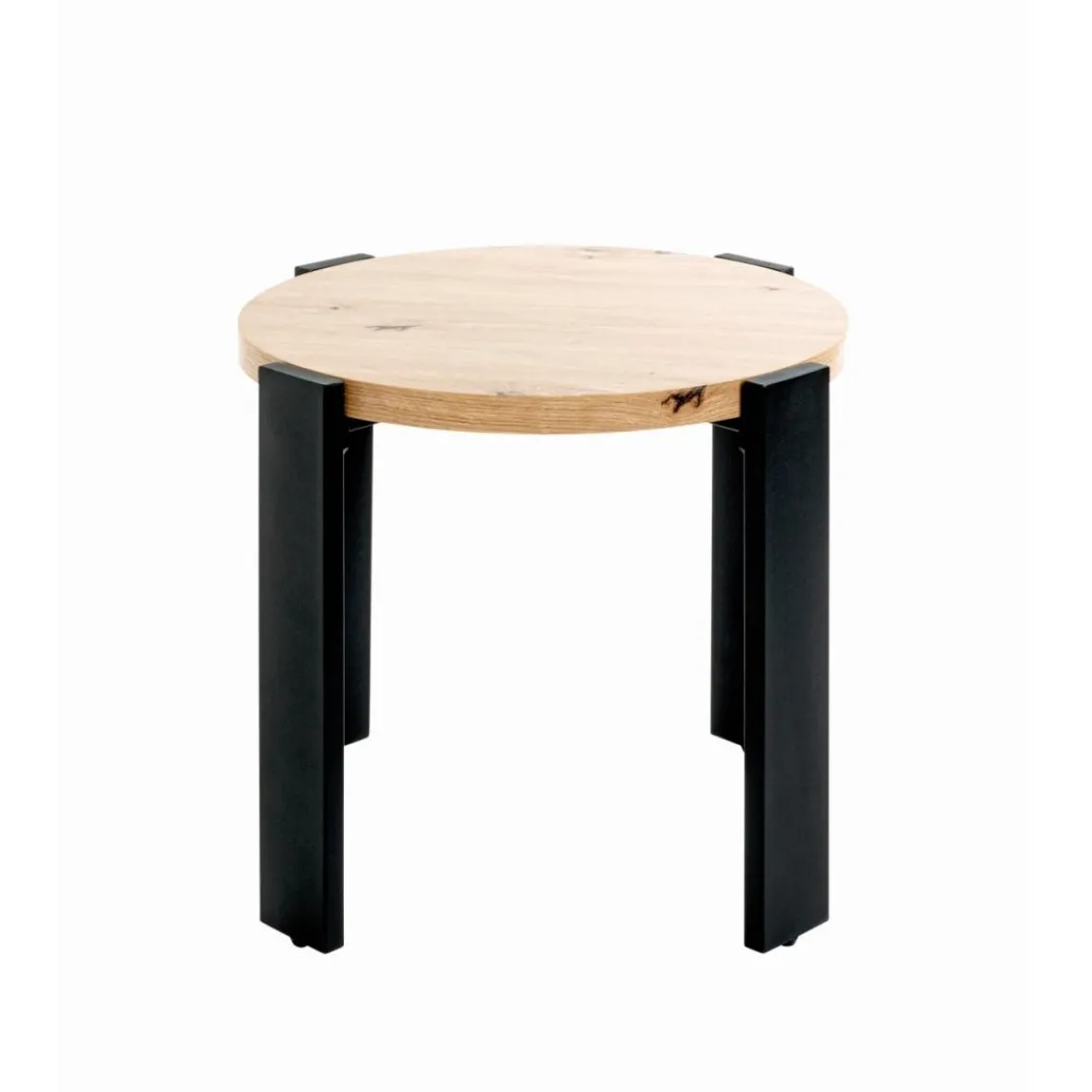 3S. x Home Table d’appoint en tube d'acier en noir, plateau en MDF décor chêne Best